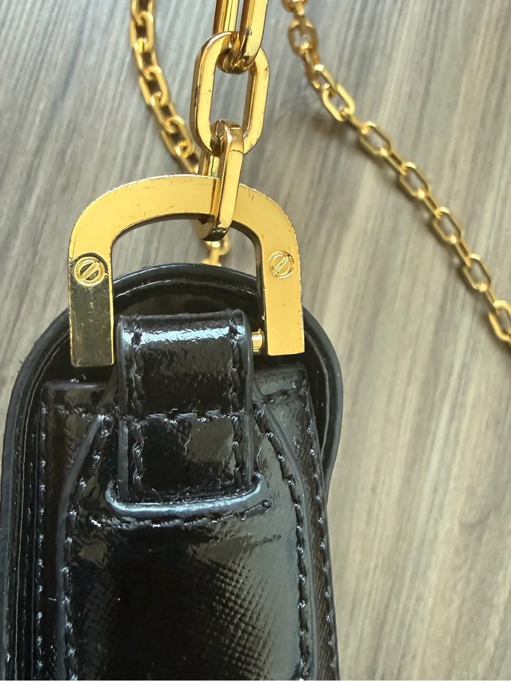 Tory Burch Black Leather Crossbody with Gold Chain Strap